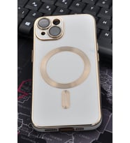 iPhone 13 Uyumlu MagSafe Özellikli Lens Korumalı Renkli Kılıf Krem