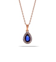 Safir Rose Gümüş Mini Damla Kolye 7044 (Lacivert)