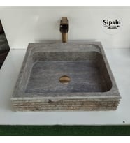 Gümüş Traverten Modern Lavabo