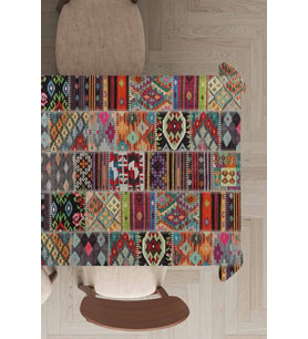 Çok Renkli Patchwork Dokuma Leke Tutmaz Masa Örtüsü MSO152