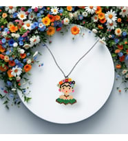Miyuki Boncuk El Yapımı Frida Kahlo Kolye (Çok Renkli)