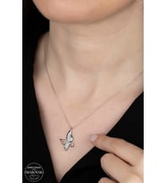 Swarovski Zirconia Kadın Kelebek 16 Taşlı Gümüş Kolye