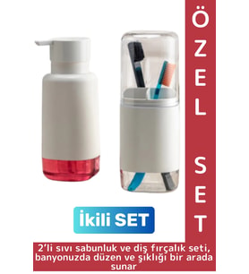 Dayanıklı Banyo Sabun Losyon Şampuan Pratik Çok Şık Modern Sıvı Sabunluk Diş Fırçalık İkili SET