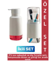 Dayanıklı Banyo Sabun Losyon Şampuan Pratik Çok Şık Modern Sıvı Sabunluk Diş Fırçalık İkili SET