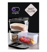 Turk Erzak Bakliyat Saklama Kabı 3 lü Set 7.5 Lt Antrasit