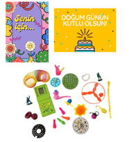 Doğum Günün Kutlu Olsun Kartlı Nostaljik Oyuncaklar Hediye Seti Eşe Arkadaşa Sevgiliye Kadına Erkeğe Hediyelik