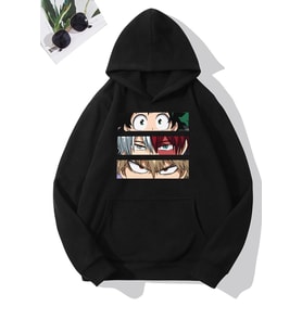 Unisex Makima Hugging Denji Baskılı Sweatshirt (Siyah)