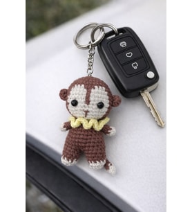 El Yapımı Amigurumi Maymun Anahtarlık  Örgü Anahtarlık, Çanta ve Araba Süsü, Sevgiliye & Arkadaşa Hediye (Kahverengi)