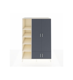 Kronos Dolap 6 Raflı 4 Kapaklı Tek Askılı 132x59x195 Aytaşı-Antrasit/Aytaşı