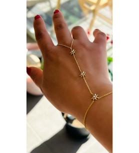 ÖZEL SERİ TAŞLI, YILDIZLI ŞAHMERAN-GOLD RENK  ACR8154