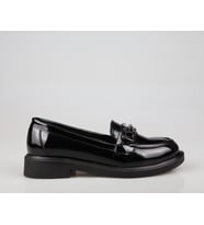 Feles 16-2808 Loafer Siyah Rugan Kadın Babet