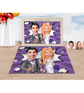 BK Gift Kişiye Özel Evleniyoruz Karikatürlü 1000 Parça Profesyonel Puzzle-6
