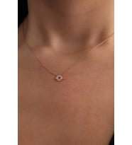 925 Ayar Gümüş Rose Kaplama Beyaz Zirkon Taşlı Gezegen Kolye