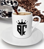 BK Gift Kişiye Özel Monogram Harfli Türk Kahvesi Fincanı, Monogram Logo Harf, Monogram, Baş Harfli, Ev ve Ofis Hediyesi (Beyaz)