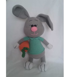 Havuçlu Sevimli Tavşan Amigurumi Organik Oyuncak
