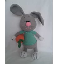 Havuçlu Sevimli Tavşan Amigurumi Organik Oyuncak