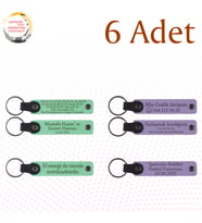 Yeşil & Mor Menekşe, Doğum Günü Partilerine Özel Sürpriz, 6’lı Set, İsim Yazılabilen Deri Anahtarlık