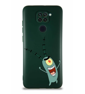 Xiaomi Redmi Note 9 Soft Premier Kapak Plankton Tasarımlı Silikon Kılıf - Yeşil (Şeffaf)