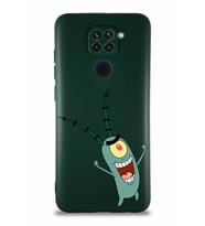Xiaomi Redmi Note 9 Soft Premier Kapak Plankton Tasarımlı Silikon Kılıf - Yeşil (Şeffaf)