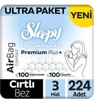 Bio Natural Premium Plus Airbag Comfort Ultra Paket Bebek Bezi 3 Numara Midi 224 Adet