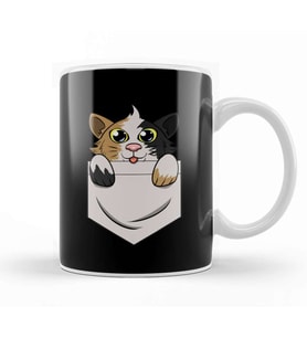 Cute Kitty In Pocket for Cat & Kitten Lovers Kupa Bardak Porselen