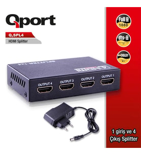 QPORT Q-SPL4 FULL HD 1 GİRİŞ 4ÇIKIŞLI HDMI SPLITTER (SİNYAL ÇOĞALTICI)