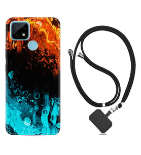 Realme C11 C21 C21Y C25Y C11 2021 Kılıf Boyun Askılı Silikon Orange Blue Color 1665