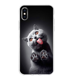 PrintiFy Apple  iPhone X ile Uyumlu 1mm Slim Fit Kedi 2 050c Baskılı Şeffaf  Kılıf