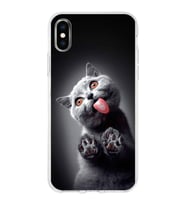 PrintiFy Apple  iPhone X ile Uyumlu 1mm Slim Fit Kedi 2 050c Baskılı Şeffaf  Kılıf