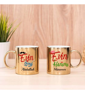 Evin Hanımı Evin Beyi 2 Adet Gold Kupa