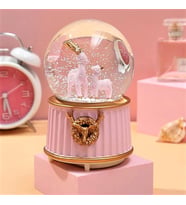 Yılbaşı Temalı Geyikli şıklı Müzikli  Kar Küresi Pembe