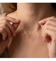 Kişiye Özel 925 Ayar Gümüş Şık Anka Kuşu Figürlü Kolye (Gold)