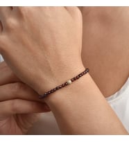 14 Ayar Mikron Kaplama Doğal Yakut Taşlı Gümüş Bileklik - BGS00108