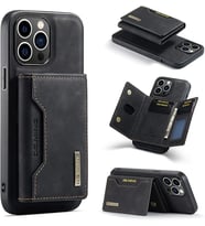 ayfon iphone 13 pro max cuzdanli kilif gercek derili (Siyah)