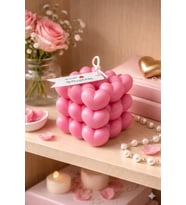 Kalp Küpü Mum - Mumelia Candles Doğal Soya, El Yapımı, Dekoratif - Pembe
