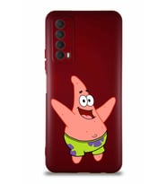 Huawei Y7A Soft Premier Kapak Patrick Yıldız Tasarımlı Silikon Kılıf - Mürdüm (Şeffaf)