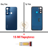Infinix Hot 12 Pro Mavi Uyumlu Arka Kapak + B7000 Yapıştırıcı Arka Cam Batarya Pil Kapağı Back Cover