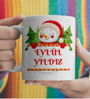 Hediyelik İsimli Kırmızı Yılbaşı Kupası Kişiye Özel