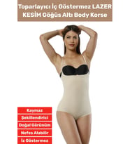 Özel Üretim İz İç Göstermez Kaymaz Sıkılaştırıcı Şekillendirici LAZER KESİM Gögüs Altı Body Korse (Bej)