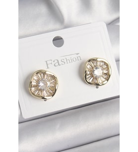 Pirinç Gold Renk Zirkon Taşlı Yonca Model Kadın Küpe 5886 - SSSSSS2170-6043