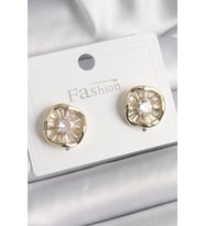 Pirinç Gold Renk Zirkon Taşlı Yonca Model Kadın Küpe 5886 - SSSSSS2170-6043