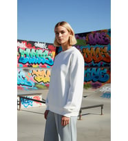 Kadın Moda Oversize Bisiklet Yaka Düşük Kol Uzun Rahat Kesim Basic Kalın İçi polarlı Örme Sweatshirt