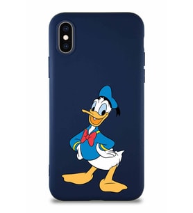 Apple iPhone X Soft Premier Kapak Donald Duck-C Tasarımlı Silikon Kılıf - Lacivert (Şeffaf)