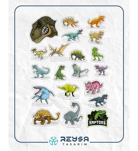 Dinazor Sticker Set-2 15 Parça Telefon, Tablet, Defter, Laptop Sticker
