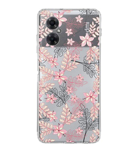 PrintiFy Xiaomi Redmi Note 11R Uyumlu Kamera Korumalı Floral Kırmızı Tasarımlı Şeffaf Kılıf