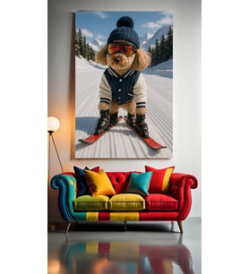 SNOWBOARD KAYAKÇI KÖPEK Ev Duvar Salon Güzellik Salonu Ofis Dükkan Dekarasyon Kanvas Tablo (Çok Renkli)