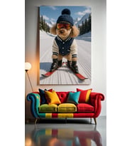 SNOWBOARD KAYAKÇI KÖPEK Ev Duvar Salon Güzellik Salonu Ofis Dükkan Dekarasyon Kanvas Tablo (Çok Renkli)