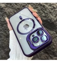 iPhone 11 Uyumlu Kılıf Klon Stantlı + Lens Korumalı MagSafe Kapak (Mor)