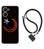 Vivo Y16 Kılıf Resimli Boyun Askılı İpli Desenli Silikon Series Ay Yıldız 1884