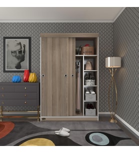 Kenzlife gardırop sürgülü kapaklı kapılı 120 papatya crd gardolap dolap (Karışık)